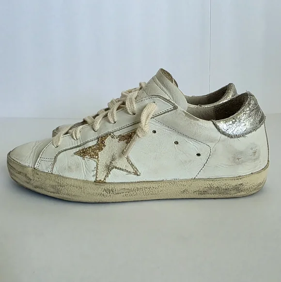 Woman’s Golden Goose Sneakers Super Star Classic White And Gold Size 36